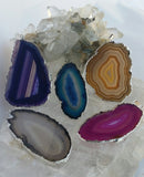 Agate Slice Necklace, Colorful Sliced Agate Pendant Necklace