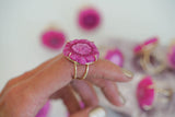 Vibrant Pink, Slce Agate Ring