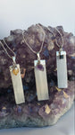 Selenite with Gemstone Necklace, Selenite with Citrine Necklace, Selenite with Amethyst Necklace, Selenite with Black Tourmaline Necklace